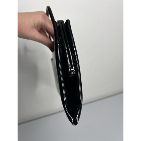 Vintage Garay Black Patent Leather Satchel Handbag Purse Retro - Picture 7 of 14